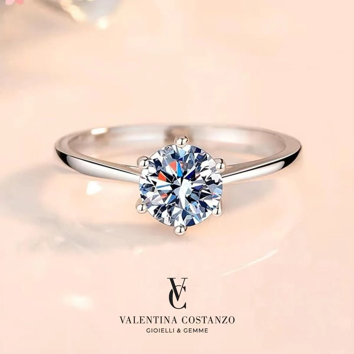 Anello Solitario 5 Punte-Argento 925 silver